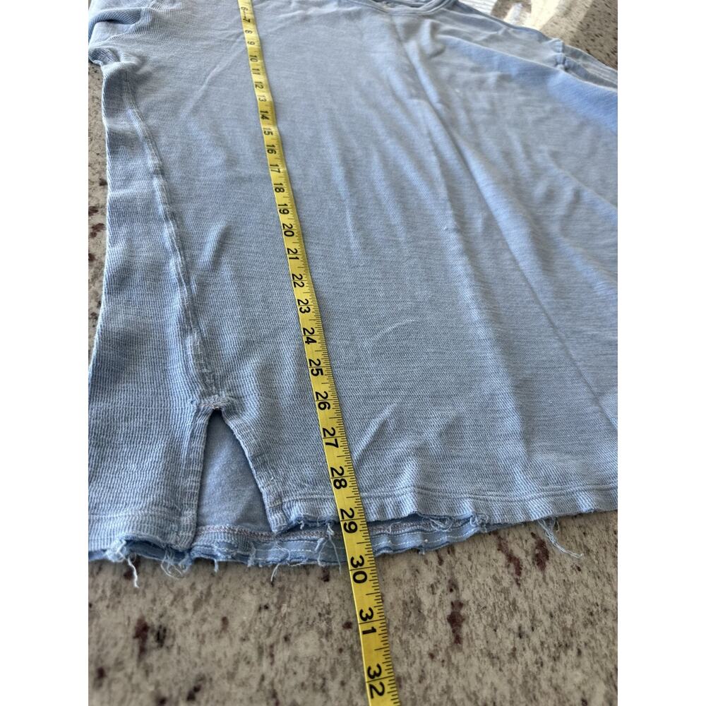 Free People We The Free Light Boho Blue Oversized Slouchy Relaxed Top Sz L - Picture 7 of 8